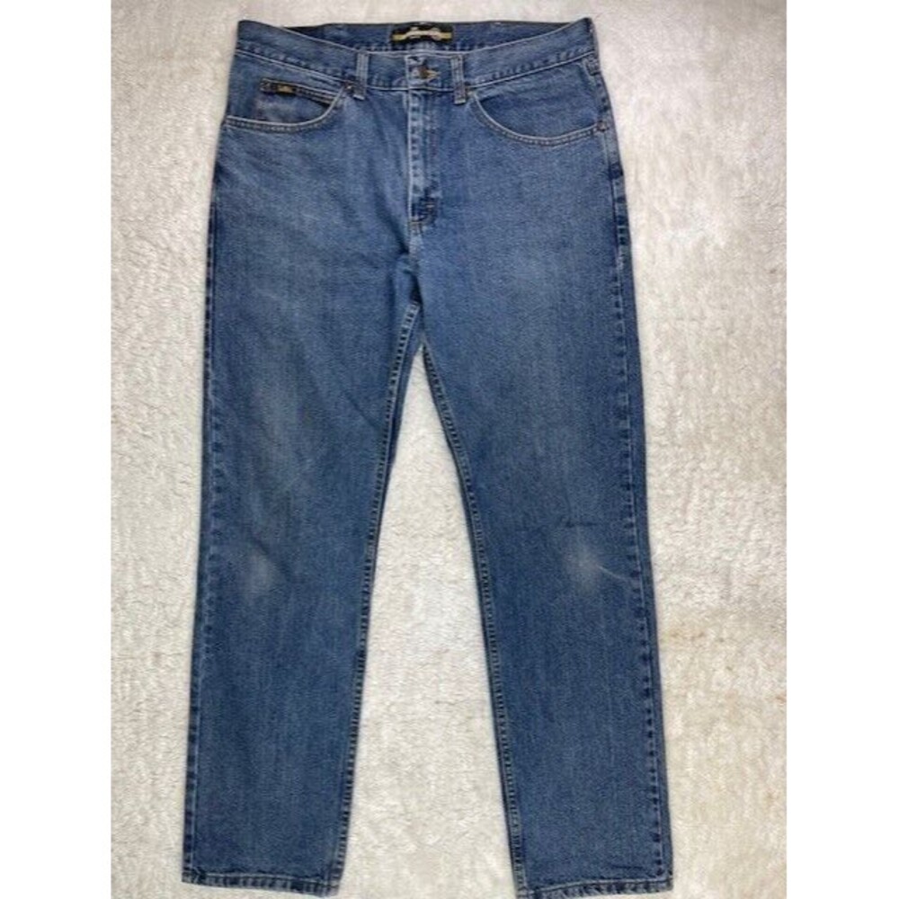 Lee Regular Fit Size 36x34 Mens Jeans (Actual Inseam 33) Straight Leg Med Wash